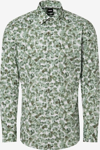 BOSS Black Button Up Shirt 'H-Hank' in Green: front