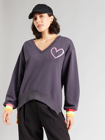 Sweat-shirt 'Heart Kiss Love' miss goodlife en gris