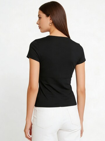 MEETWEE Shirt 'V-neck slim fit black' in Zwart