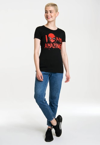 LOGOSHIRT Shirt 'Marvel Comics' in Zwart