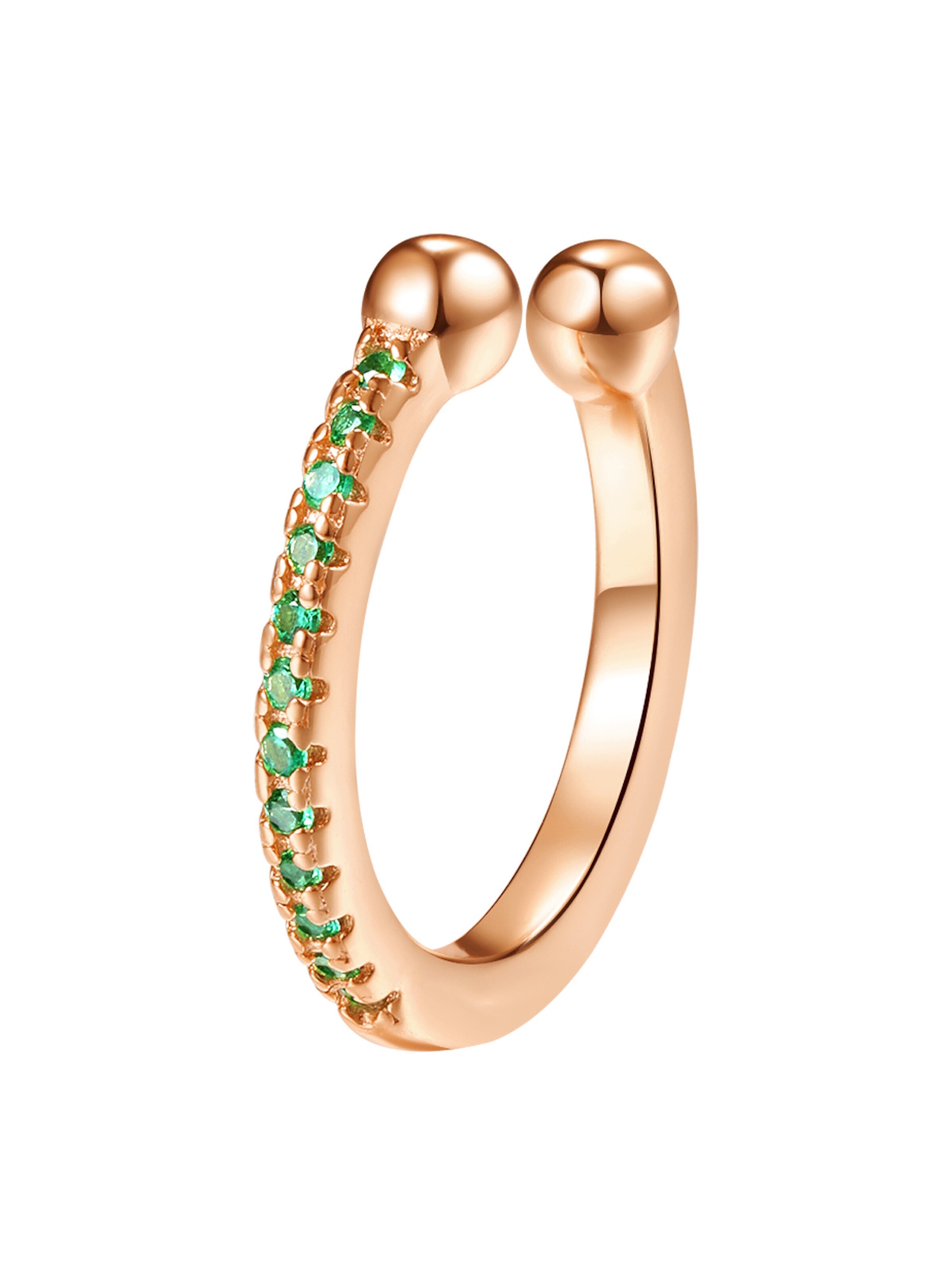 Boucles d'oreilles 'Green Cuff' Hey Happiness en or : devant