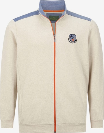 Charles Colby Zip-Up Hoodie in Beige: front