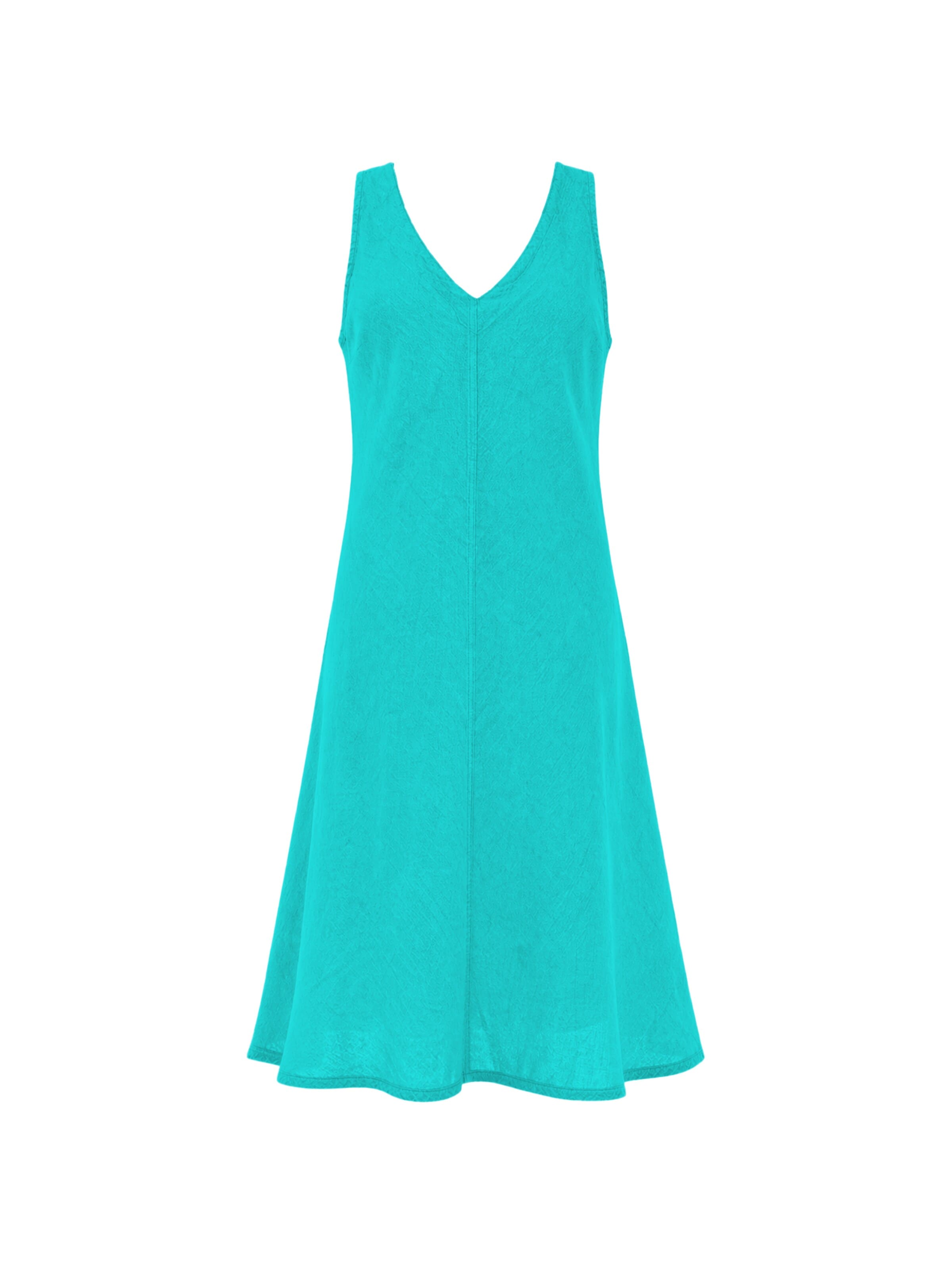 Robe d’été 'V Neck Linen Cami Dress' Haris Cotton en bleu : devant