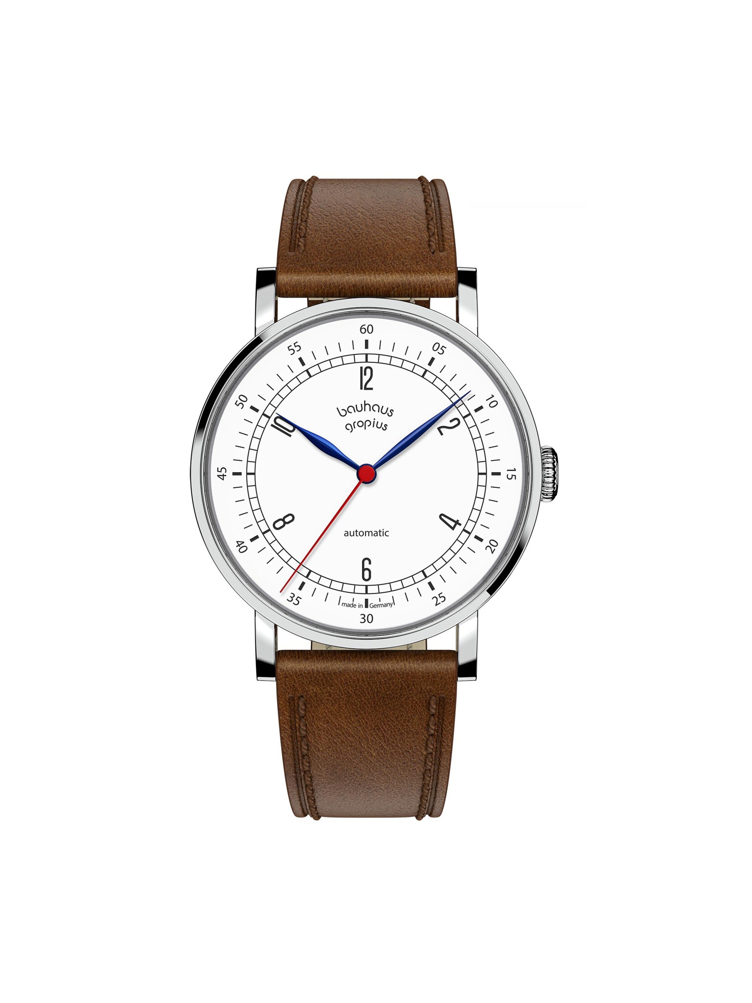 WALTER GROPIUS Analog Watch 'NEW BAUHAUS AUTOMATIK' in White: front