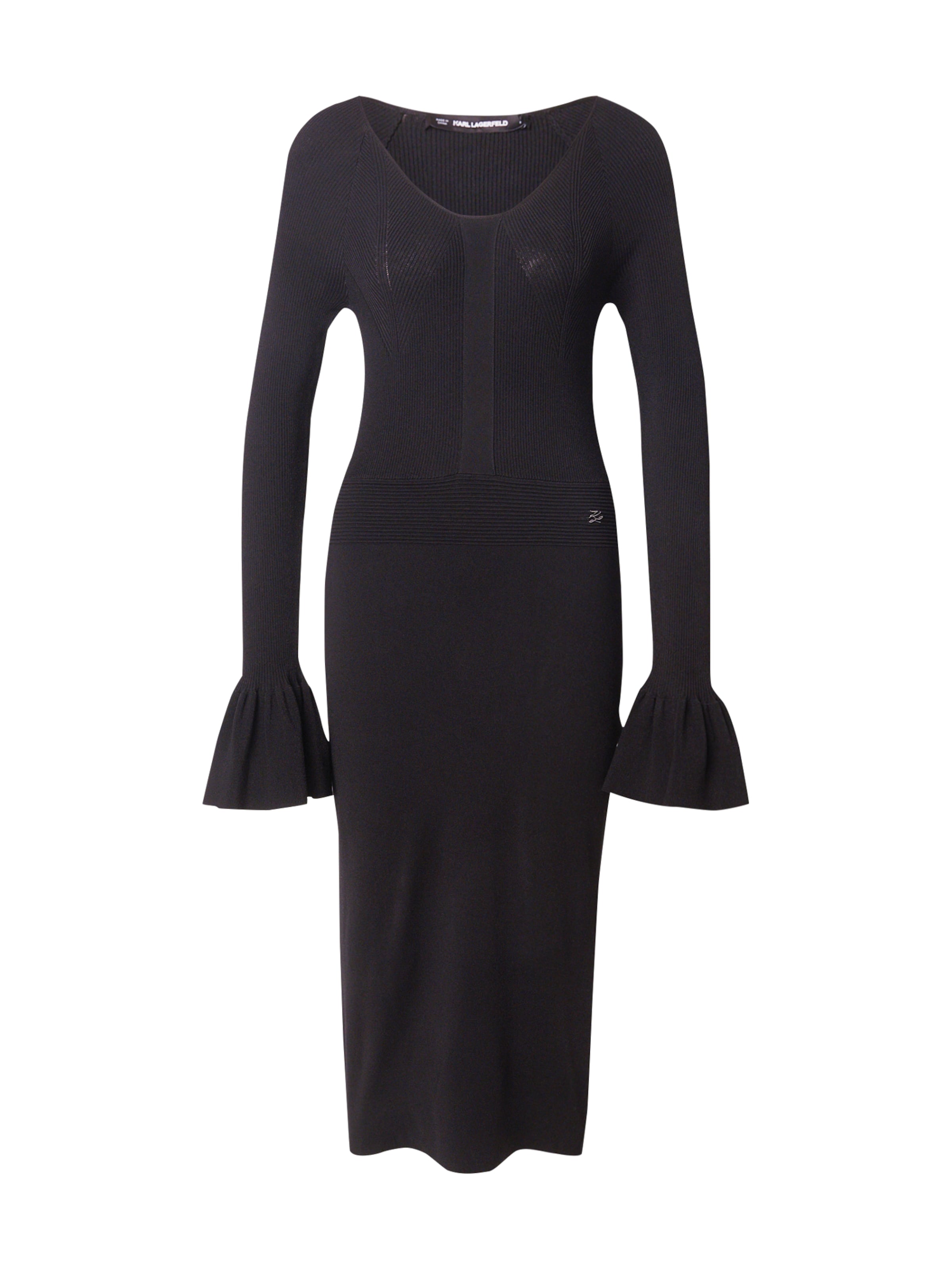 Karl Lagerfeld Πλεκτό φόρεμα σε μαύρο: μπροστά