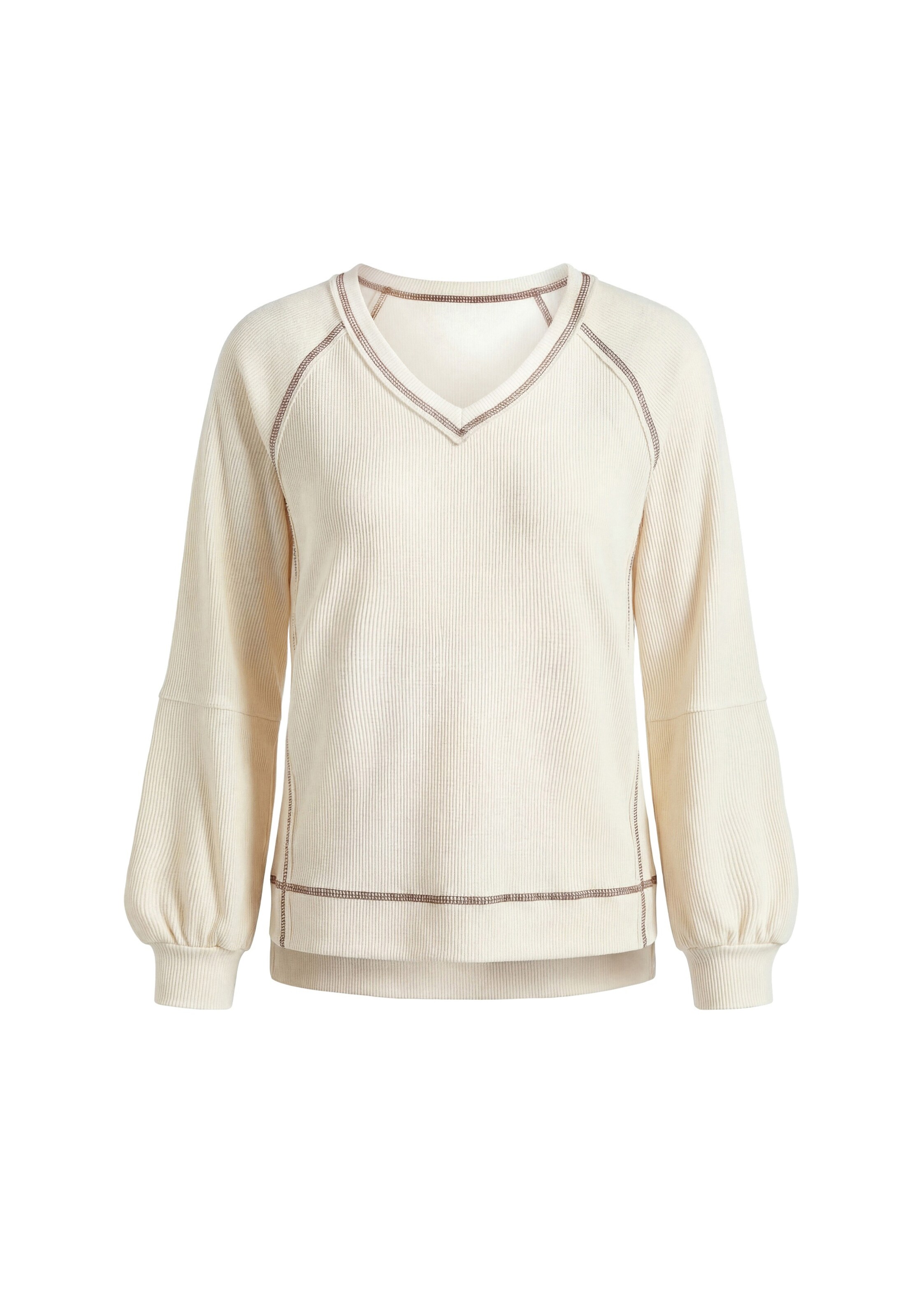 Sweat-shirt Usha en beige : devant