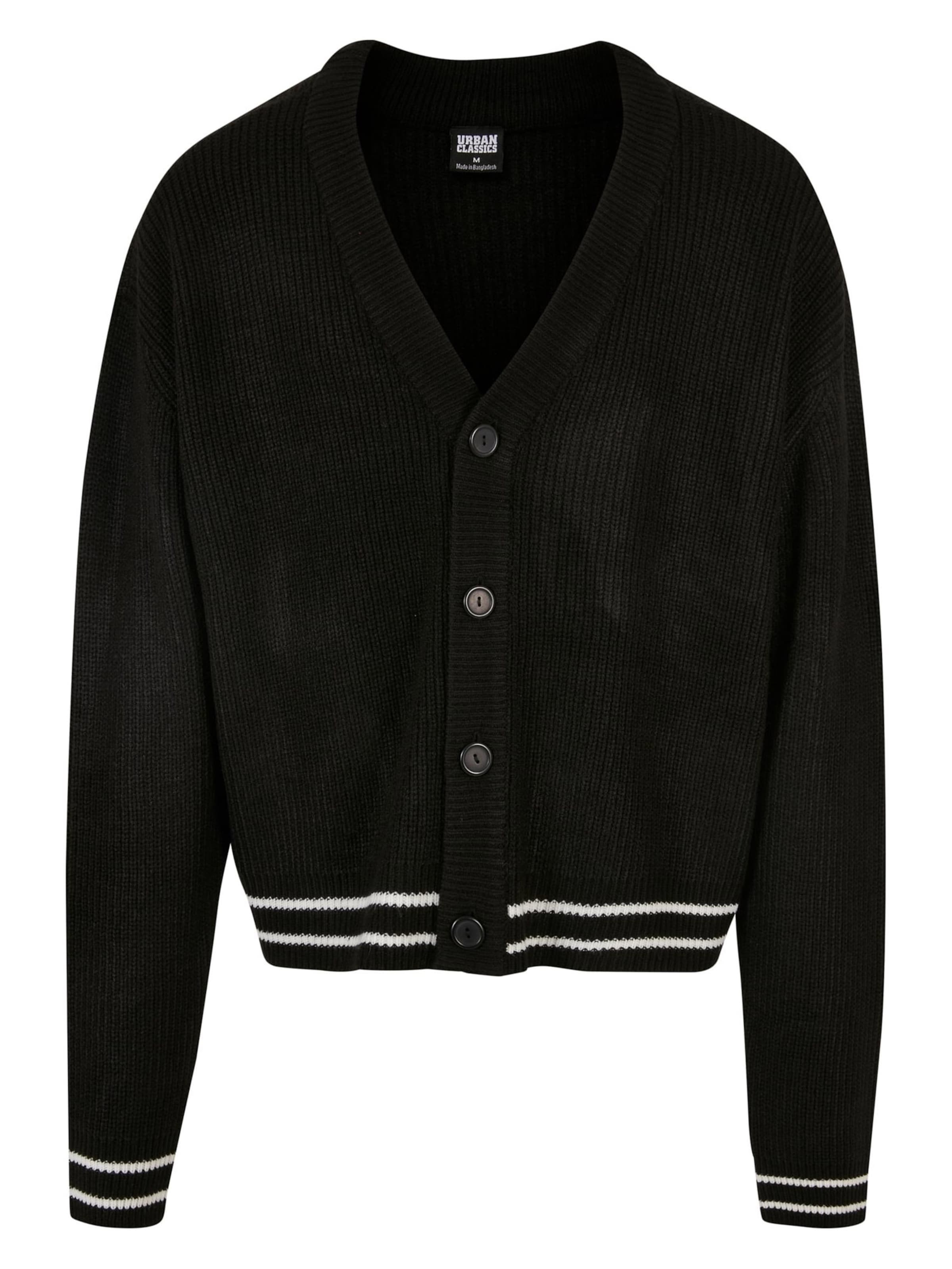 Urban Classics Knit Cardigan in Black: front