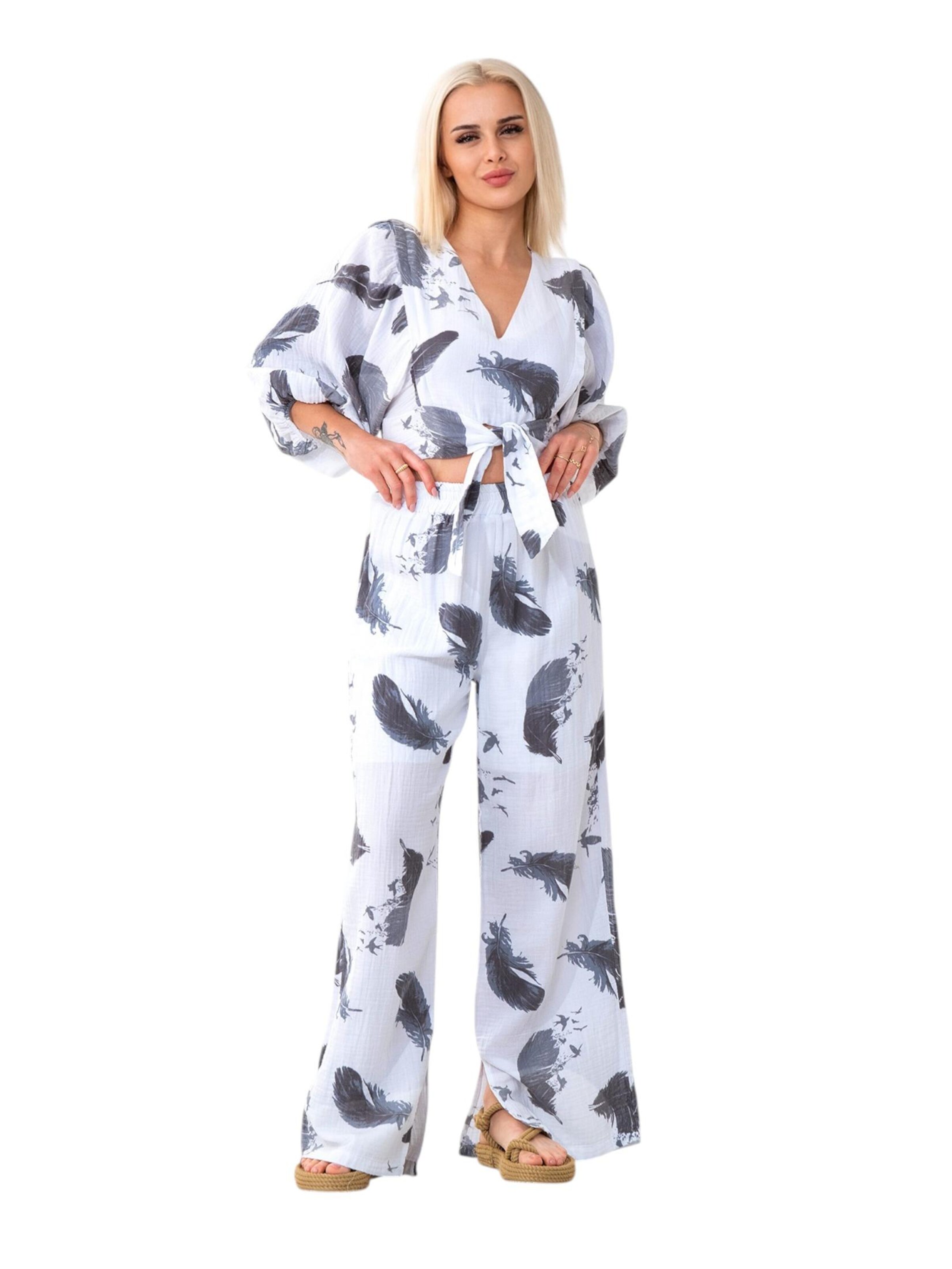 WENOR Hjemmedragt 'FLOWSET' i grå