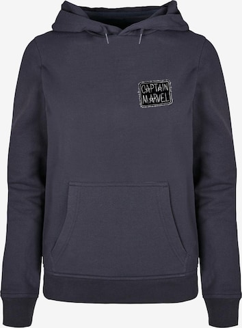 ABSOLUTE CULT Sweatshirt 'Captain Marvel - Chest Patch' in Blauw: voorkant