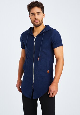 Leif Nelson Zip-Up Hoodie in Blue: front