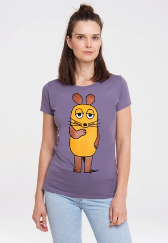 LOGOSHIRT Shirt 'Die Sendung mit der Maus' in Purple: front