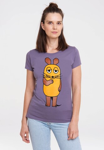 LOGOSHIRT Shirt 'Die Sendung mit der Maus' in Lila: voorkant