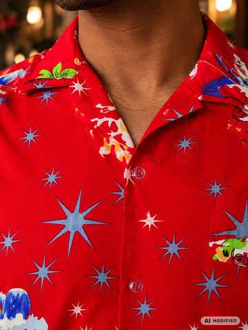 Regular fit Camicia 'Christmas Surf Santa' di King Kameha in rosso