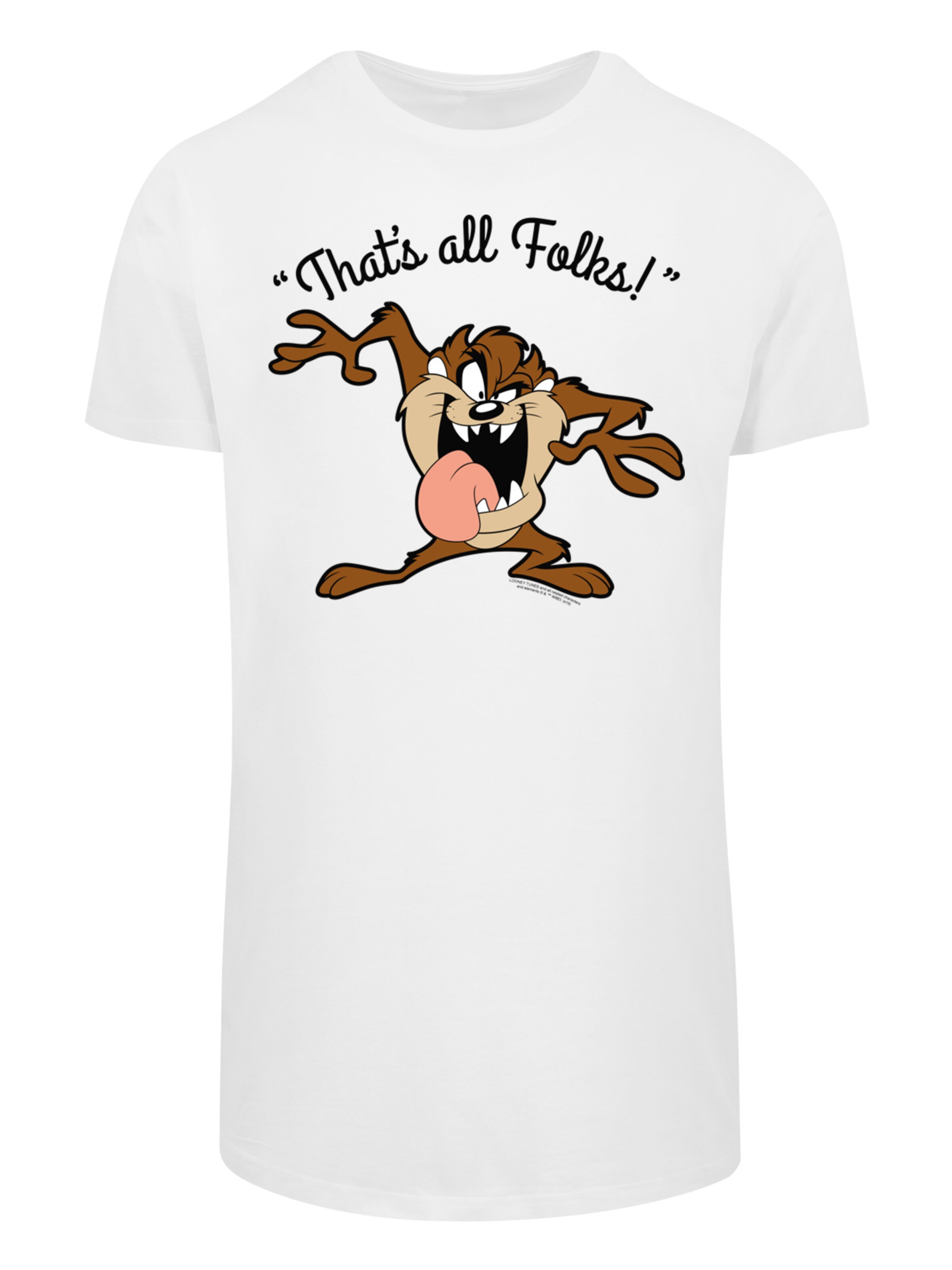 T-Shirt 'Looney Tunes Taz That's All Folks' F4NT4STIC en blanc : devant
