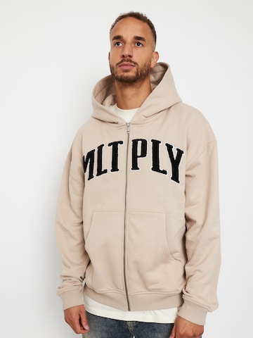 Multiply Apparel Sweatvest 'Embroidery' in Beige