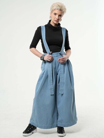 Metamorphoza Wide leg Tuinbroek jeans in Blauw: voorkant