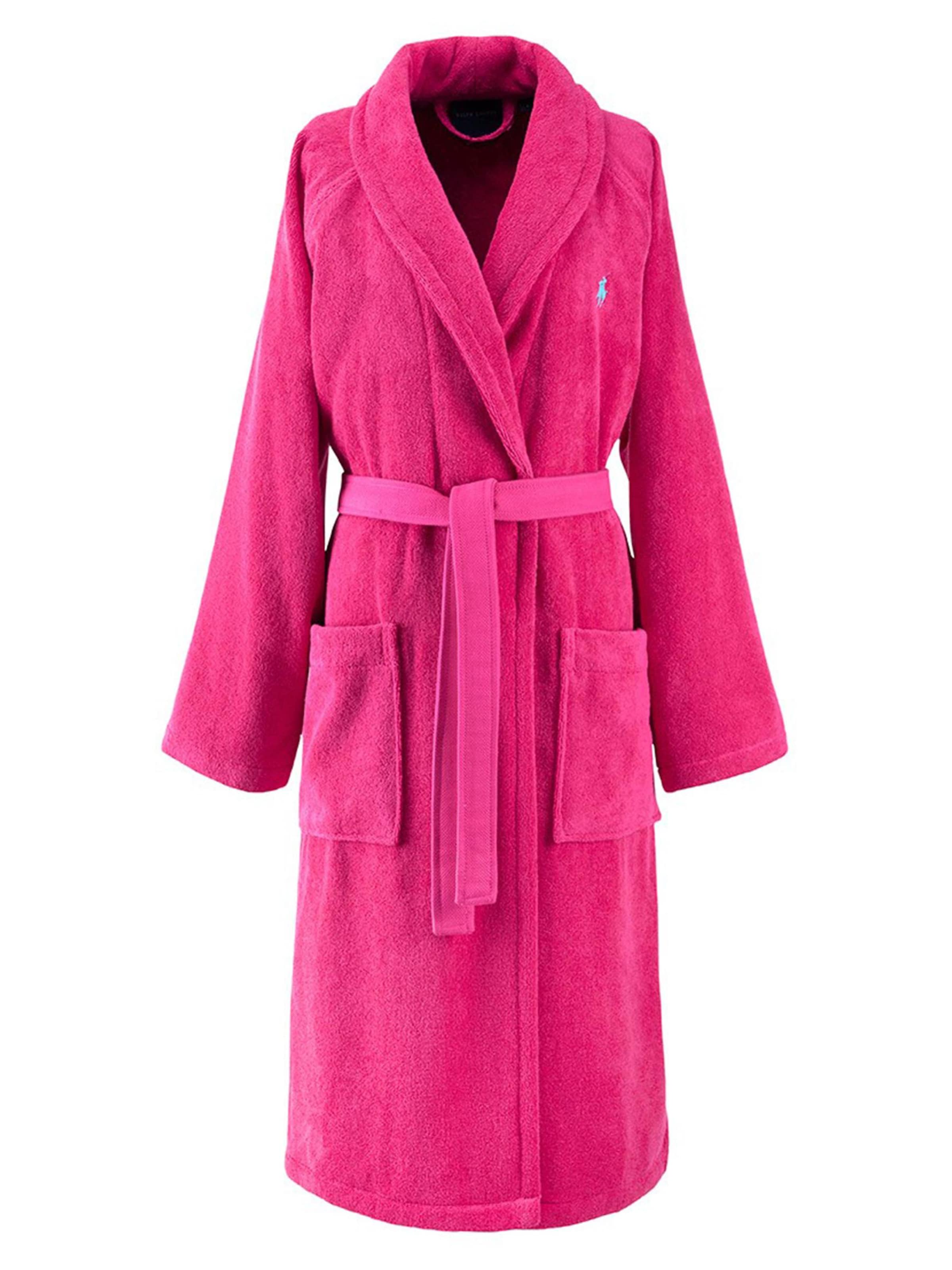 Ralph Lauren Home Long Bathrobe 'POLOPLAYER' in Pink: front