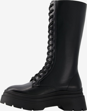 Bershka Lace-Up Boots in Black