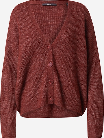 ESPRIT Knit Cardigan in Brown: front