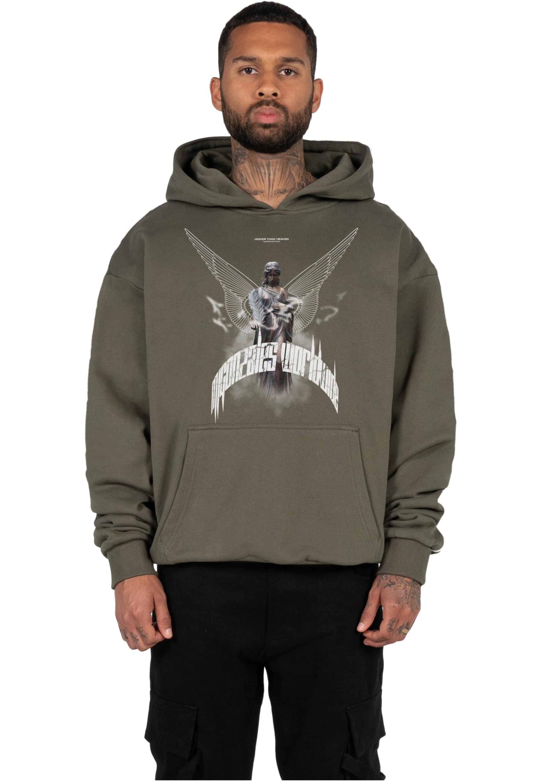 MJ Gonzales Sweatshirt 'Higher Than Heaven' i grøn: forside