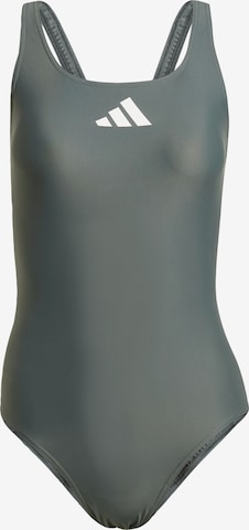 ADIDAS PERFORMANCE Sports swimsuit '3 Bar Logo' in Grey: front