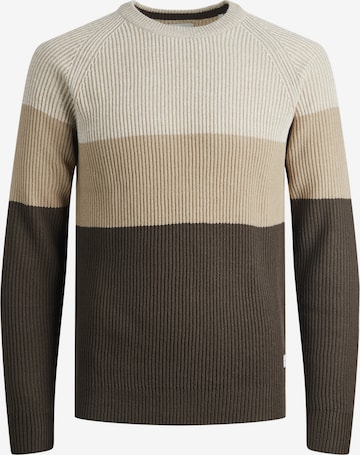 JACK & JONES Sweter 'Pannel' w kolorze szary: przód