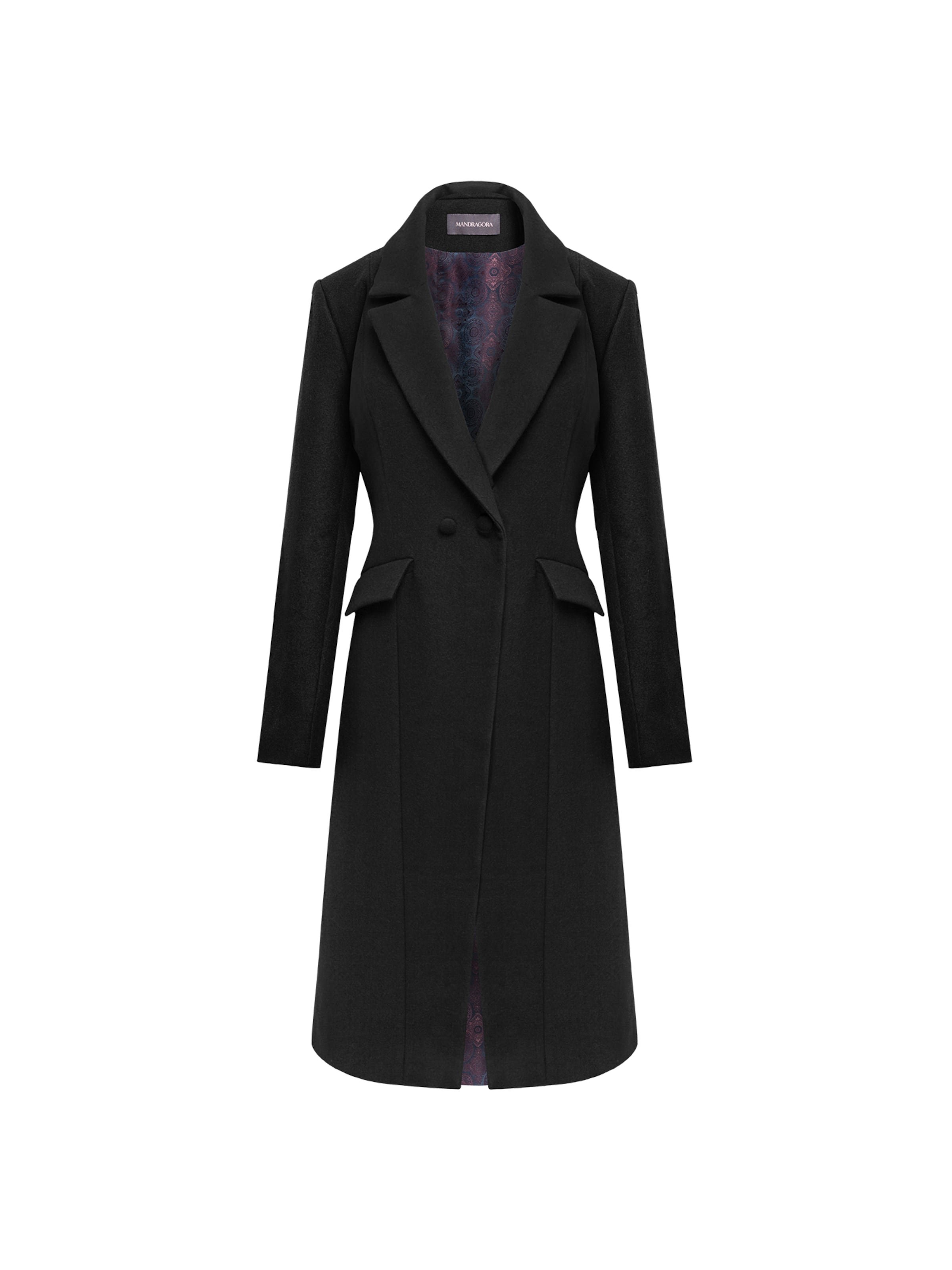 Manteau d’hiver 'Genialny' mandragora en noir : devant