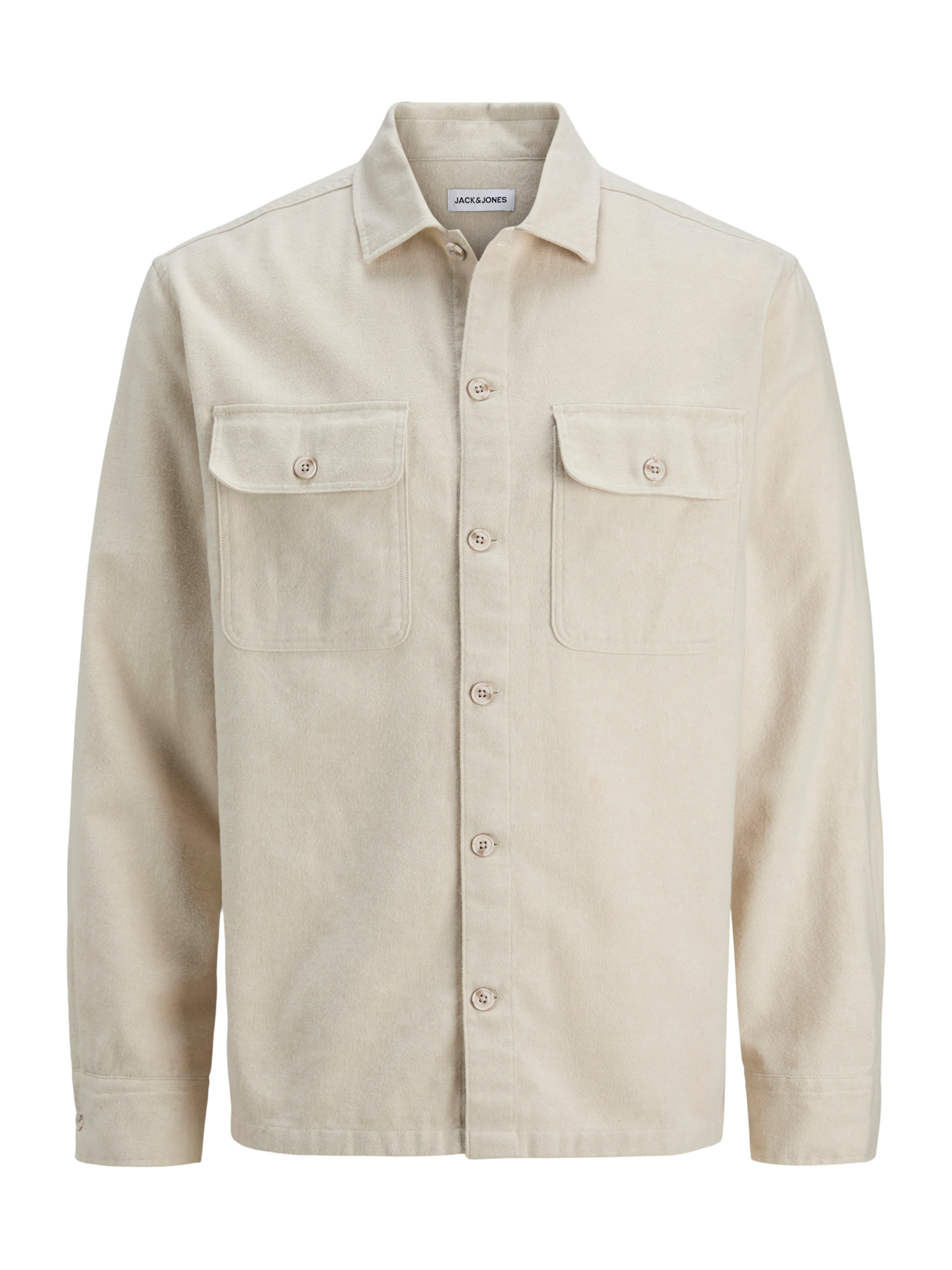JACK & JONES Comfort fit Button Up Shirt 'JJECHARGE' in Beige: front