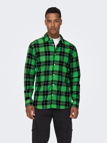 Only & Sons Slim fit Skjorta 'Ari' i grön: framsida