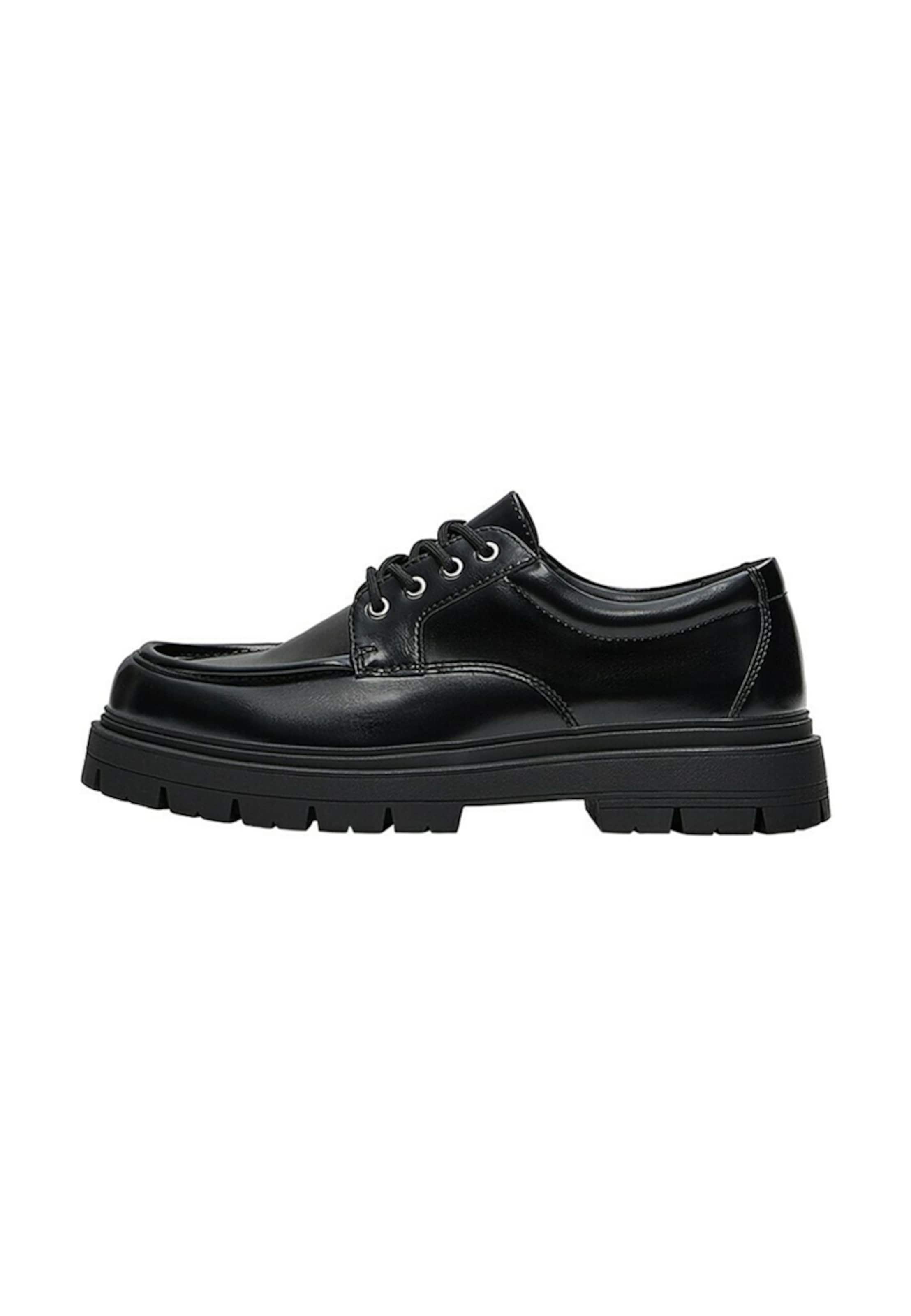 Bershka Buty sznurowane w kolorze czarny: przód
