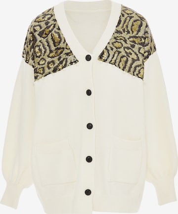 IMANE Knit Cardigan in White: front