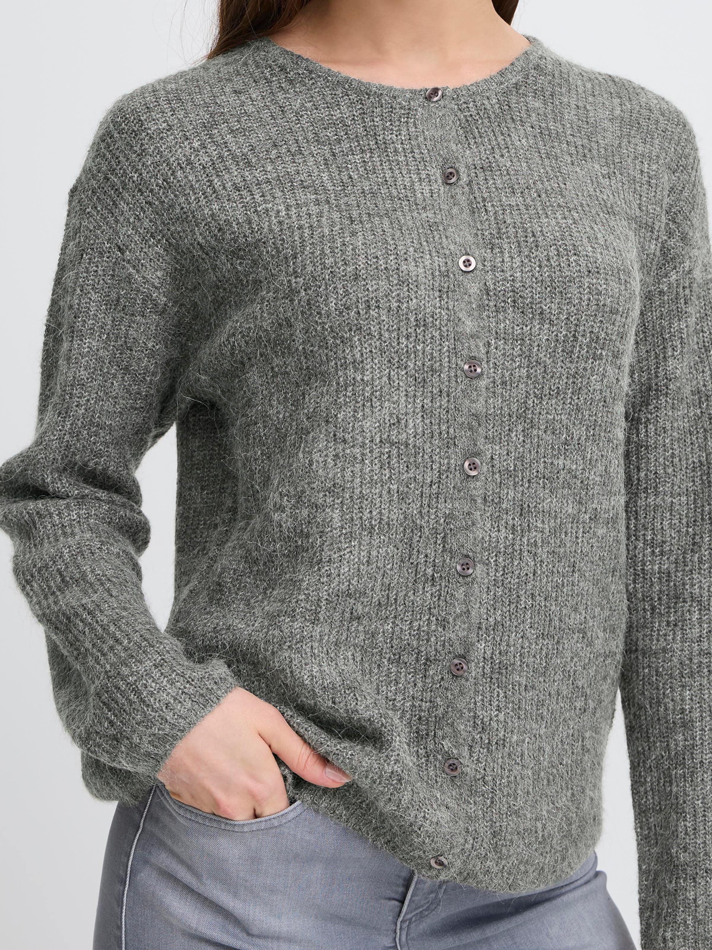 ICHI Knit Cardigan 'IHKAMARA' in Mottled Grey | ABOUT YOU