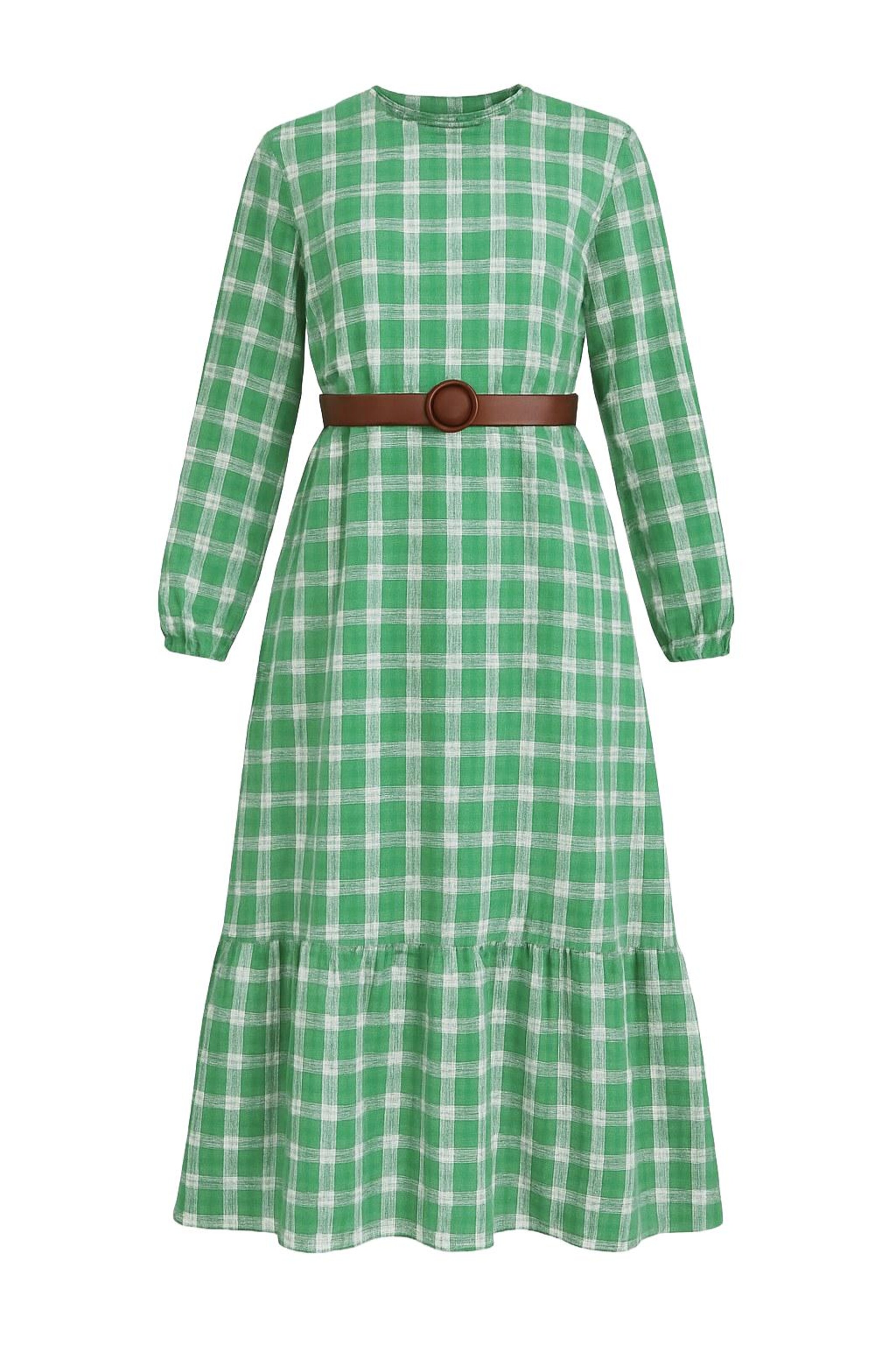 MODAMIHRAM Jurk in de kleur Ecru / Groen, Productweergave