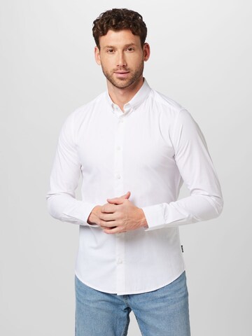 Only & Sons Slim fit Button Up Shirt in White: front