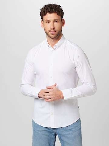 Only & Sons Slim fit Button Up Shirt in White: front