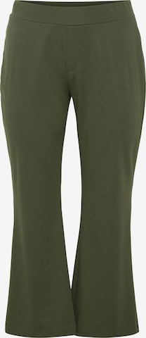 Fransa Curve Flared Pants in Green: front