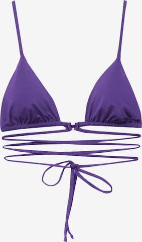 Pull&Bear Triangle Bikini Top in Purple: front