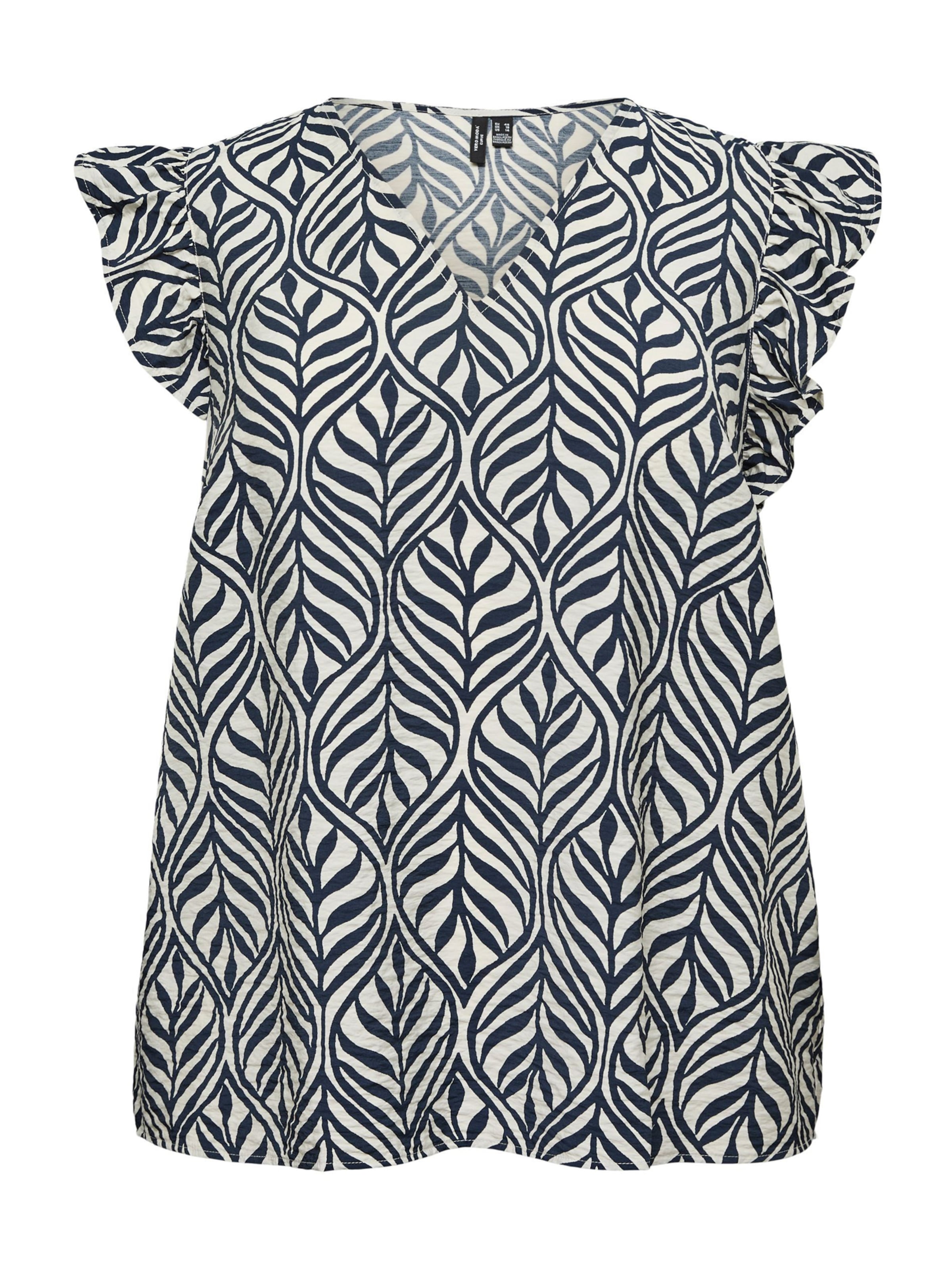 Vero Moda Curve Bluse 'VMCJOSIE' i ecru / navy, Produktvisning
