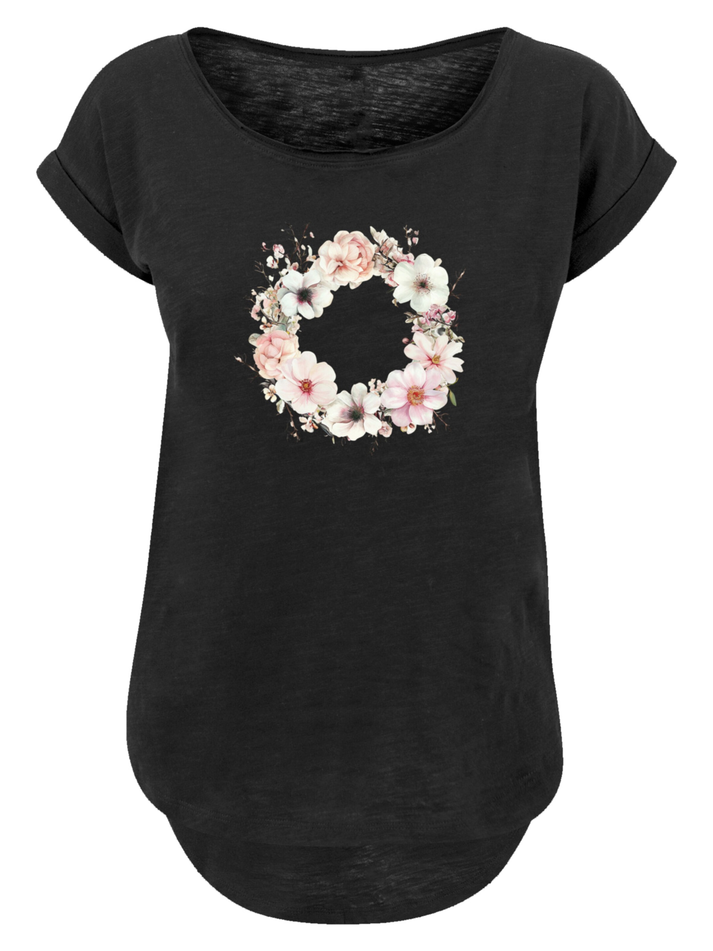 F4NT4STIC Shirt 'Rosa Blumenkranz' in Zwart: voorkant