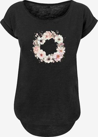 F4NT4STIC Shirt 'Rosa Blumenkranz' in Zwart: voorkant