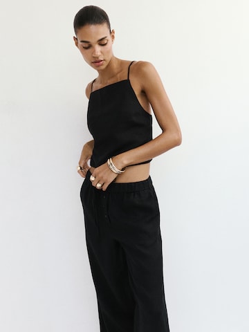 MANGO Wide leg Broek 'SOMA' in Zwart