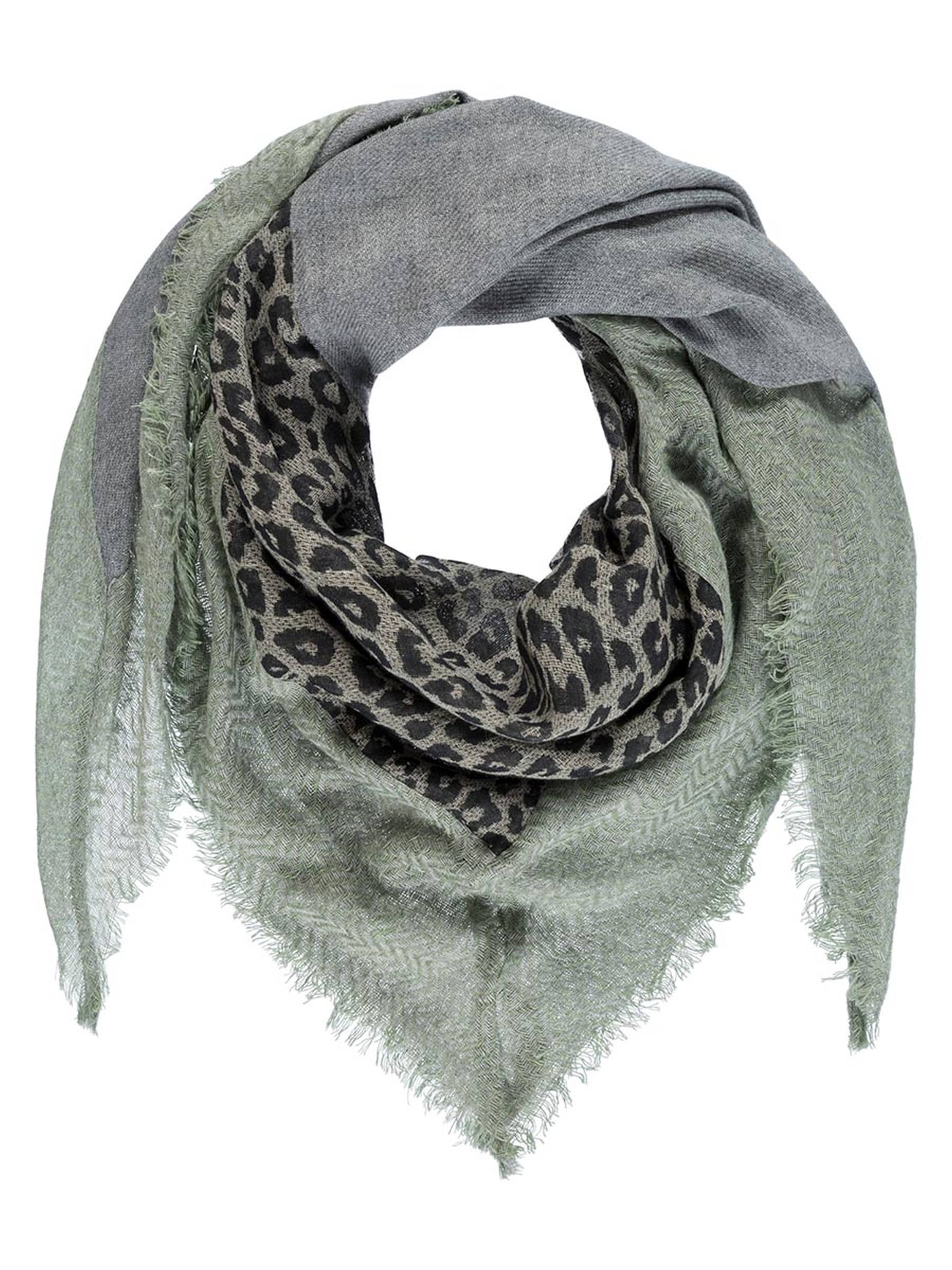 Passigatti Tuch 'Tuch mit Melange- und Leo-Patch'‌‌‌ in Grün: Vorderseite