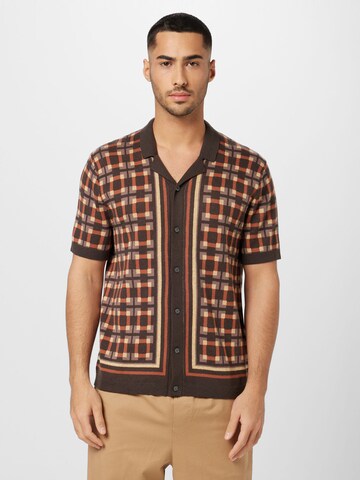 Abercrombie & Fitch Knit Cardigan 'SEVENTIES' in Brown: front