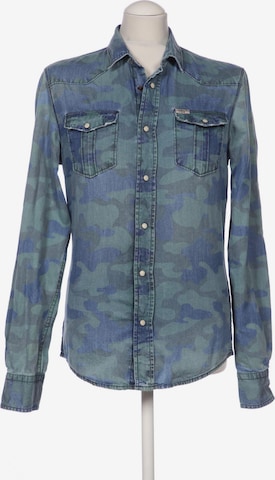 GUESS Button Up Shirt in XS in Blue: front
