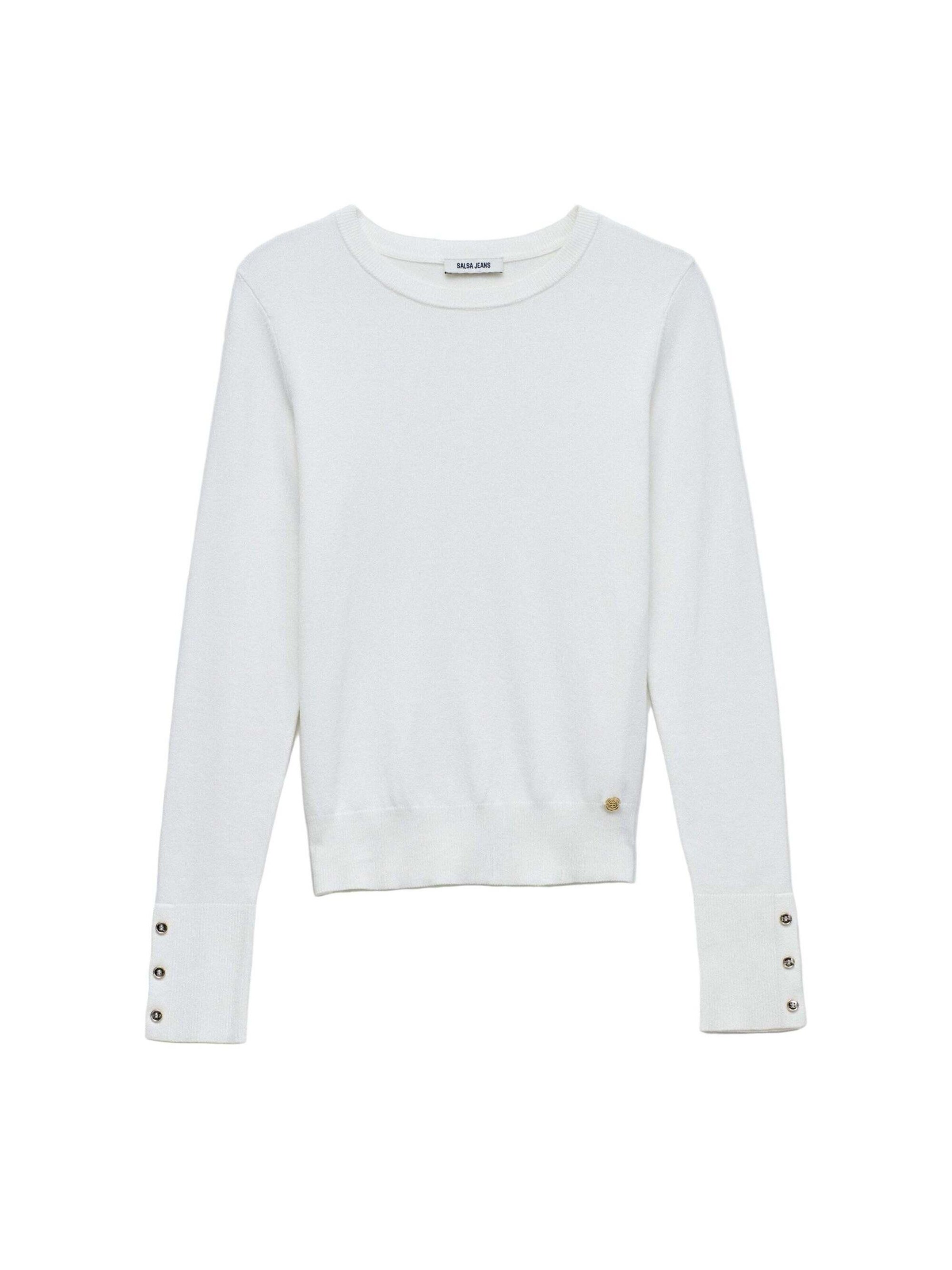 Salsa Jeans Pullover 'Basic Long Sleeve'‌‌ in Weiß