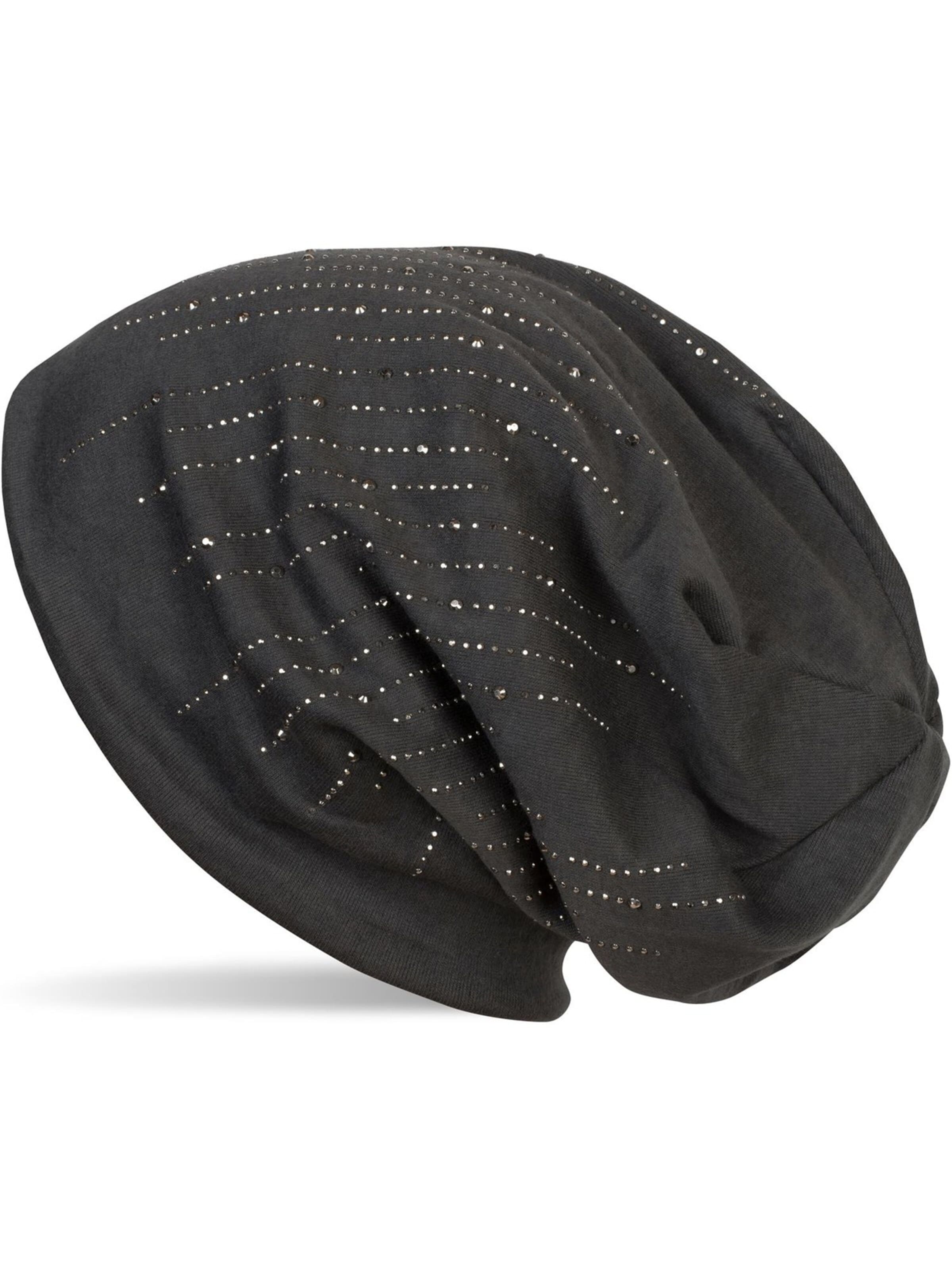 styleBREAKER Mütze 'Beanie mit Strass Streifen'‌‌‌ in Grau: Vorderseite