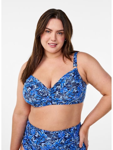 Swim by Zizzi T-shirt Bikinioverdel i blå: forside