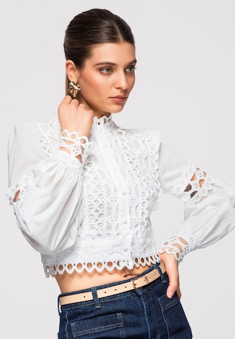 Ombre Bluse in Weiß
