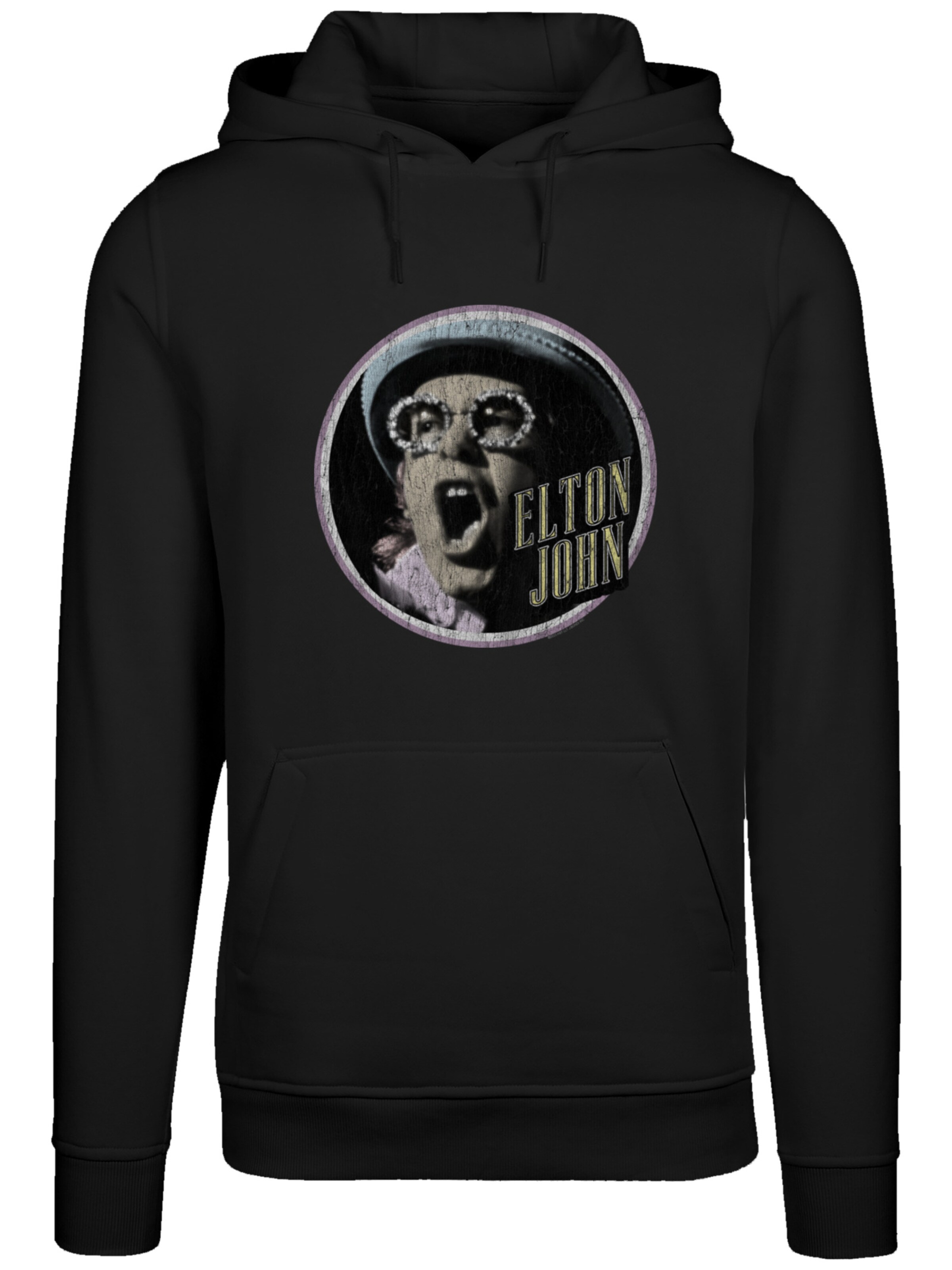 F4NT4STIC Sweatshirt 'Elton John Vintage Circle' in Zwart: voorkant