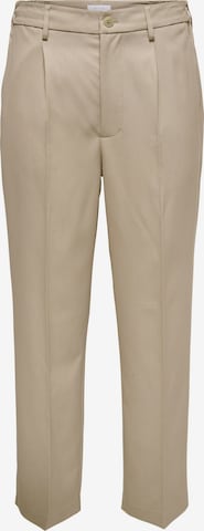 Only & Sons Pleat-Front Pants 'MIRO' in Beige: front